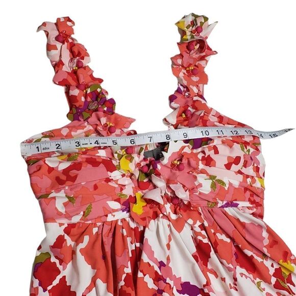 Muse Multicolor with Beads & Fabric Flowers Empire Cut Dress Sz 2 - Picture 9 of 13
